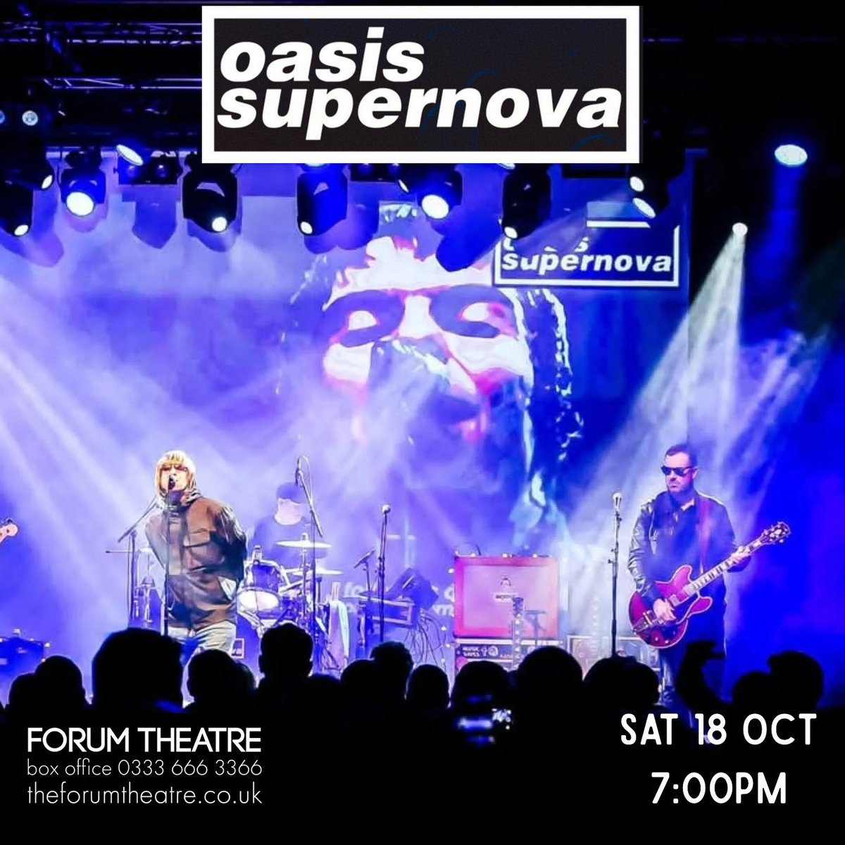 While the iconic sounds play out across the city we have Oasis Supernova returning to The Forum

A live tribute band dedicated to the sound and swagger, they’ll be recreating Oasis’ come back set list in full with updated visuals!

📅 Sat 18th Oct 7PM
🎟 ticketsource.co.uk/forumtheatre/t…