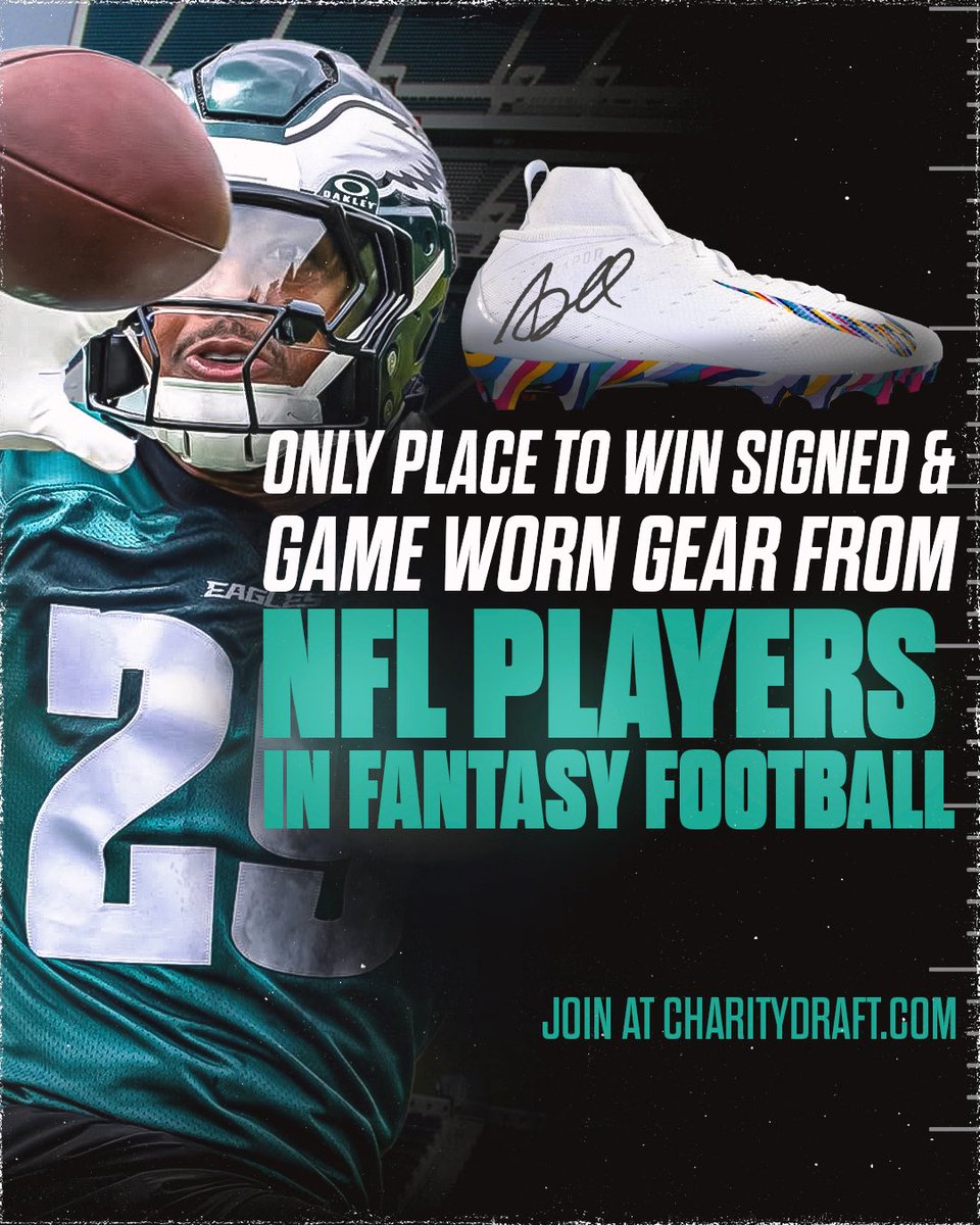 AE30Foundation's tweet image. Play Fantasy Football. Compete for game worn gear, signed memorabilia, event tickets, and more. All profits go to Charity. 🏈
REGISTER NOW at CharityDraft.com