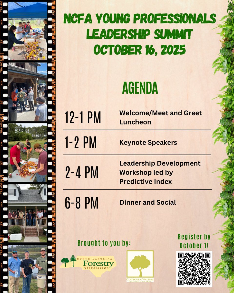 NCForestryAssoc's tweet image. 📢Calling all Forestry Young Professionals!

The NCFA is proud to host its first-ever Young Professionals Leadership Summit! Enjoy a full day of networking and leadership development.

Register by October 1! 

Questions? Contact mpowell@ncforestry.org.  

bit.ly/44PCBHT