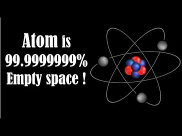 God The One Infinite Creator (or Holy Spirit) is in everything that exists.
Atoms are indeed mostly empty space, but this doesn't mean they are entirely devoid of anything. While the nucleus contains most of the atom's mass, the vast majority of the atom's volume is occupied by