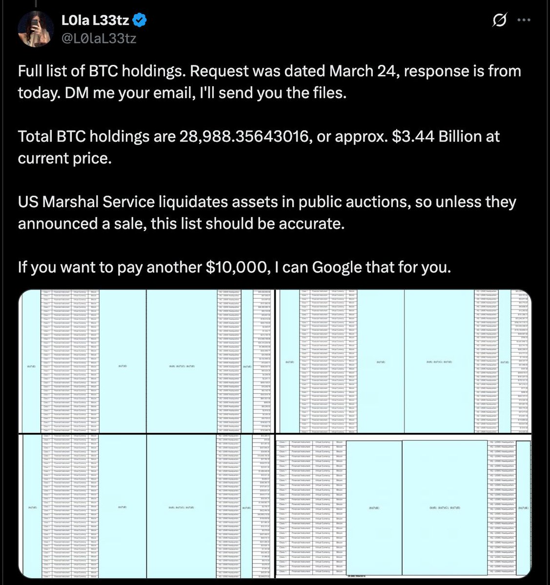🚨 BREAKING: "Stati Uniti: 28.988 Bitcoin attuali e possibile acquisto di 1 milione con il Bitcoin Act"