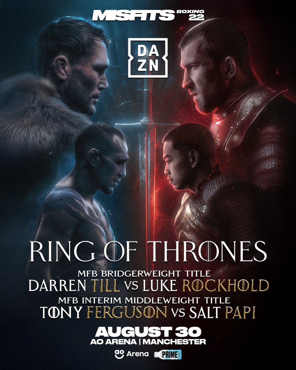 MisfitsBoxing's tweet image. ๐๐๐๐ ๐๐
๐๐๐๐๐๐๐ โ๏ธ
Darren Till takes on his biggest challenge yet in former UFC champion Luke Rockhold for the MFB Bridgerweight Championship. ๐๏ธ
Salt Papi makes his triumphant return against the UFC veteran and legend Tony Ferguson for the MFB Interim Title. ๐คโฆ