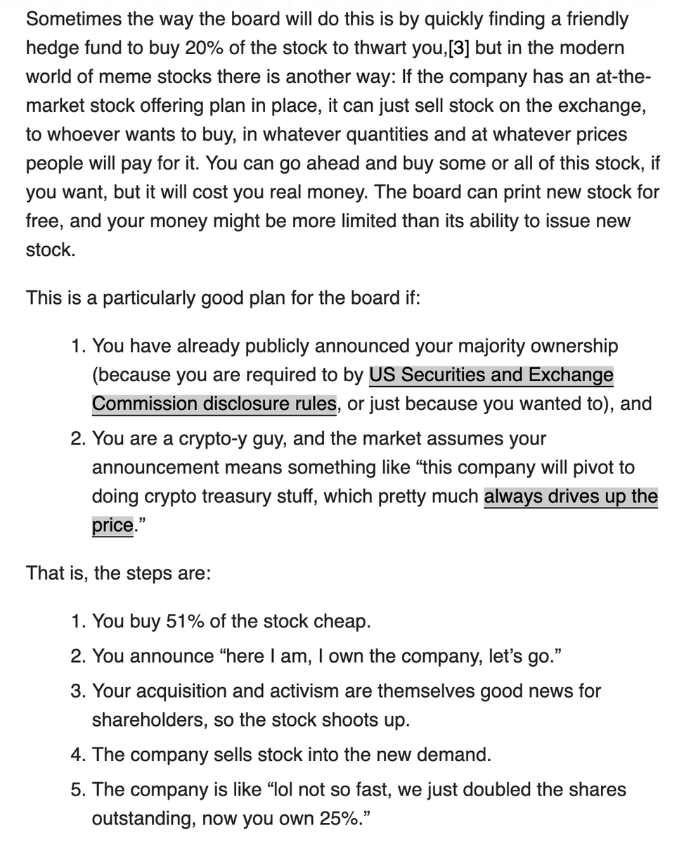 How to take over a publicly listed company where the board wants to make  your life complicated, by @matt_levine in his latest newsletter. @rleshner  bought more than 50% of LQR House, a