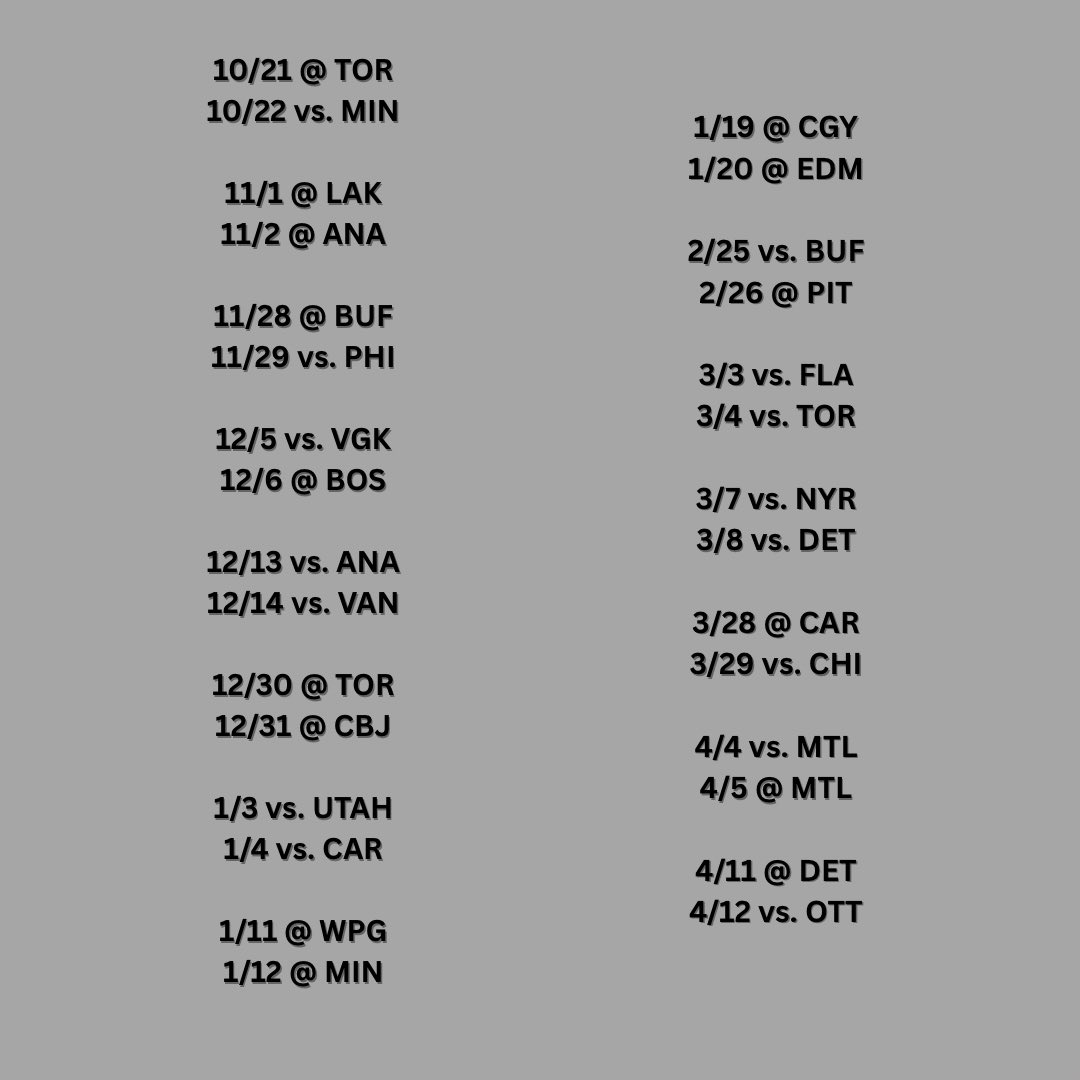 daniel_amoia's tweet image. #NJDevils back-to-backs, inside the numbers:
• 15 total (T-most in NHL w/CBJ)
• 4 home + home
• 3 home + road
• 4 road + home
• 4 road + road
• ~2,490 total travel miles (DET -> Newark, between 4/11 & 4/12, is furthest)
• 8/15 on 2nd half of B2B were ‘25 playoff teams