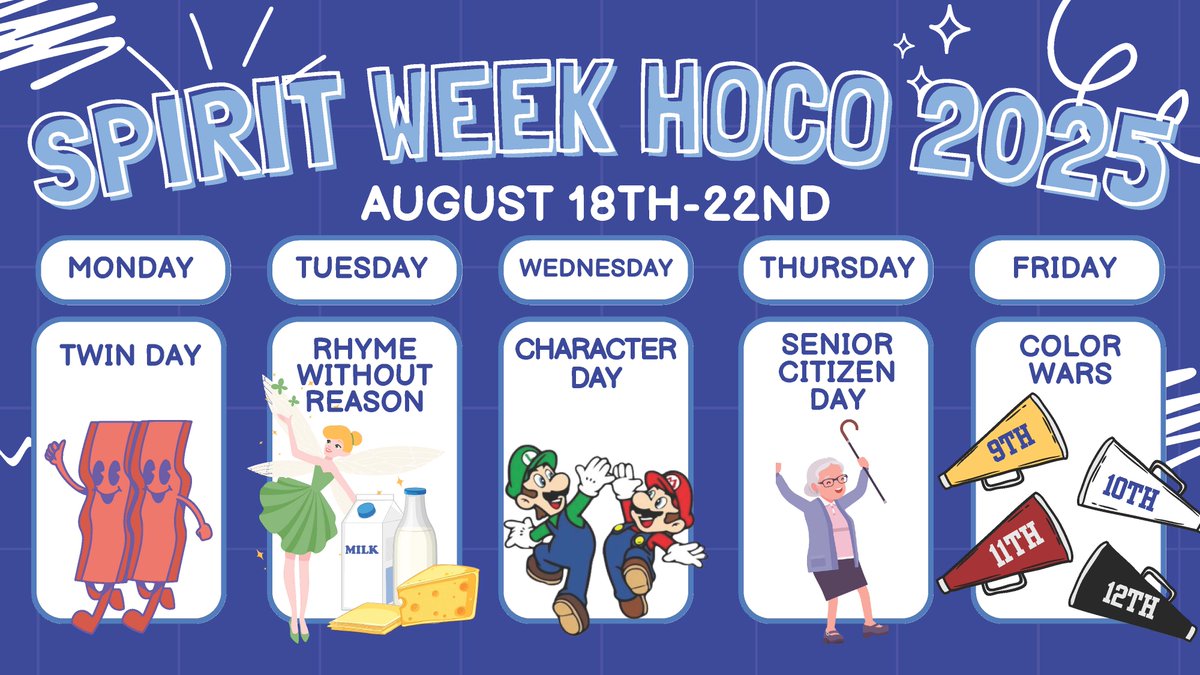 Start planning now for Homecoming Spirit Week 2025!