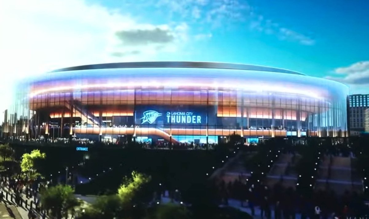 OKCTalk's tweet image. Here is the first glimpse of the new arena planned for the old Myriad/Cox Center site.
Construction will start in early 2026, and the project is scheduled to be complete by the summer of 2028, in time for the 2028/29 season