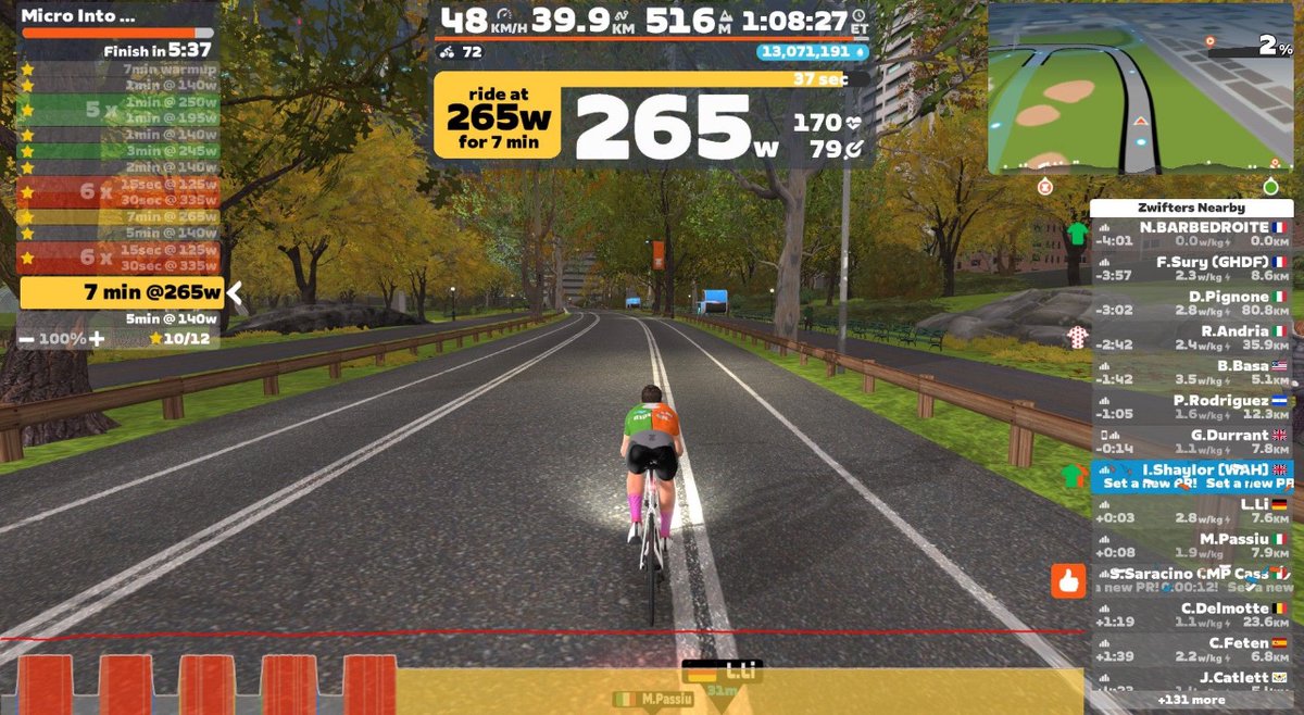 ishdo79's tweet image. Was off #zwift for 2 weeks on holiday in 🇺🇸. So today was my first workout back and it had to be on the Central Park course I was running IRL last week. Happy not to have lost any power, intervals still based on 280w/4.4wkg. Time to build back to 300! Collected a few jerseys 👕