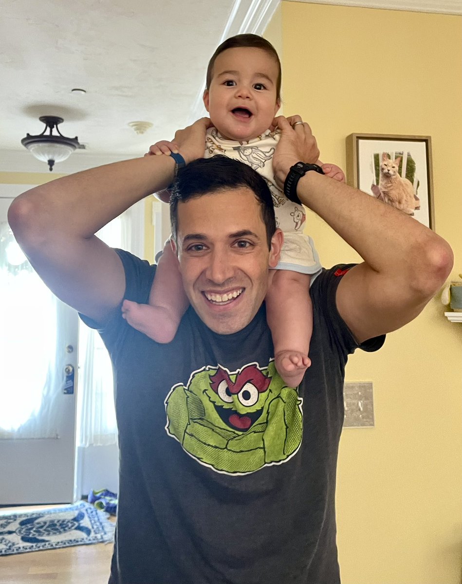 His very first time riding on dad’s shoulders was a hit!
