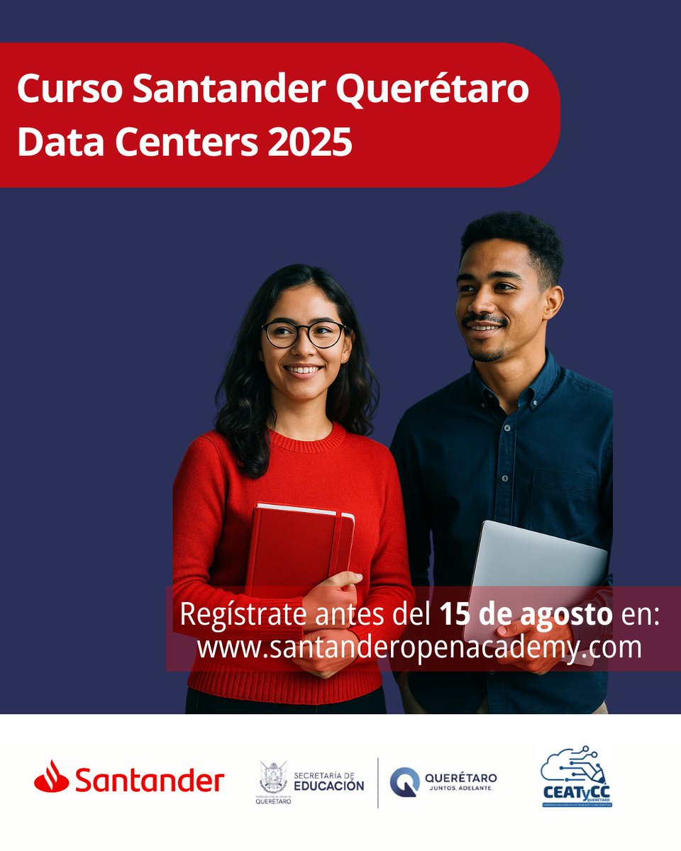 educacionqueretaro (@educacionqro) on Twitter photo 💡 La Comisión de Educación en Alta Tecnología y Cloud Computing (CEATyCC) y Santander impulsan la formación digital en Querétaro con el curso “Querétaro Data Centers 2025”, dirigido a estudiantes de@UPQoficial,<a href="/UTEQ_oficial/">UTEQ_oficial</a>,<a href="/UNAQmx/">UNAQ</a>,<a href="/utcorregidora/">utcorregidora</a>, <a href="/UTSanJuan/">UT San Juan</a> <a href="/UP_SRJ/">Politécnica de Santa Rosa</a> ,<a href="/TecNMQro/">TecNM Campus Querétaro</a> y 💡 La Comisión de Educación en Alta Tecnología y Cloud Computing (CEATyCC) y Santander impulsan la formación digital en Querétaro con el curso “Querétaro Data Centers 2025”, dirigido a estudiantes de@UPQoficial,<a href="/UTEQ_oficial/">UTEQ_oficial</a>,<a href="/UNAQmx/">UNAQ</a>,<a href="/utcorregidora/">utcorregidora</a>, <a href="/UTSanJuan/">UT San Juan</a> <a href="/UP_SRJ/">Politécnica de Santa Rosa</a> ,<a href="/TecNMQro/">TecNM Campus Querétaro</a> y