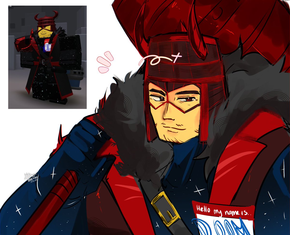 My friend really like the lil doombringer cosplay , and i promised to doodled him for fun