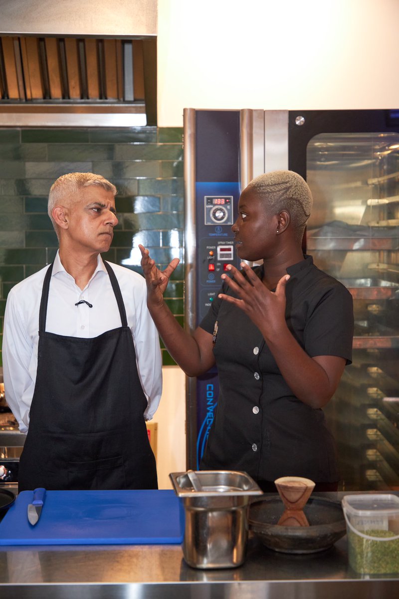 chefabbys's tweet photo. Such an honor to be cooking with the Mayor Of London @SadiqKhan ! Together with Chef Abiro. This aligns with my mission to Promote African Food https://t.co/fDEAbozDda