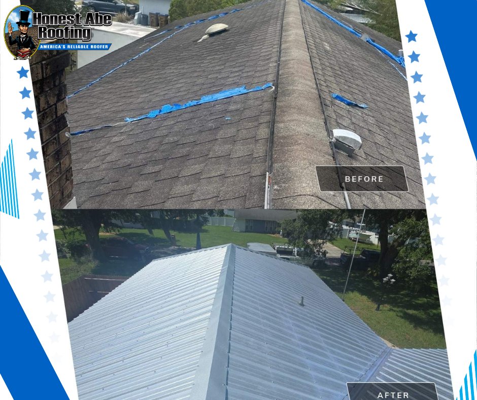 HAR_Orlando's tweet photo. 🏠 Before &amp; After: Roof Transformation in Kissimmee🔨
From worn and weathered to strong, and sleek — our team delivered. Whether your roof is showing signs of age or storm damage, Honest Abe Roofing has you covered.
📞407-887-7663 or 📅 https://t.co/Q3a1EtGiY8. https://t.co/dtsLOPrfnG