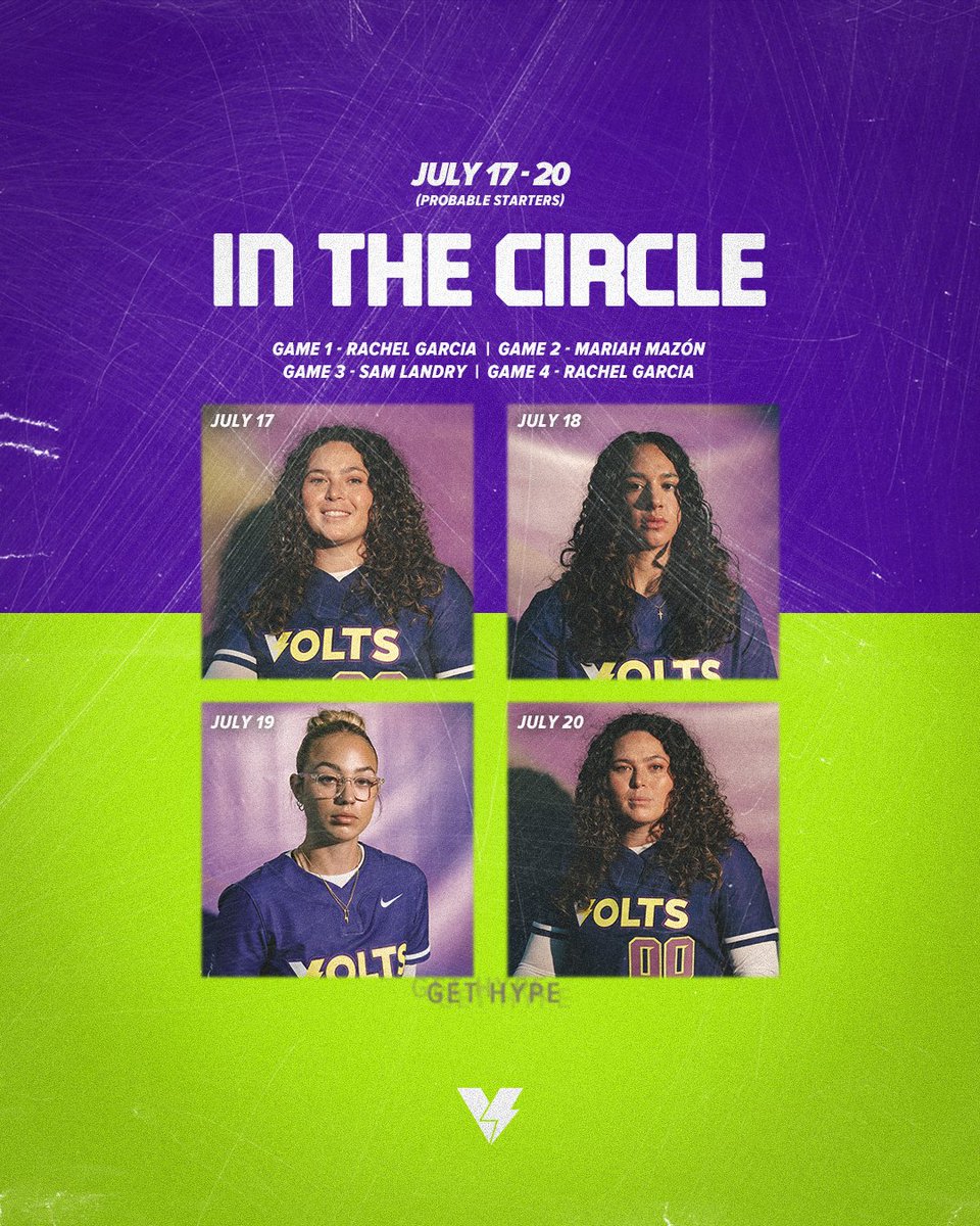VOLTS | AUSL (@ausl_volts) on Twitter photo Probable Starters for this week's series in Round Rock
July 17: <a href="/raaaccchhheeell/">Rachel Garcia OLY</a>, but smiling
July 18: Mariah Mazón
July 19: <a href="/sam_landry21/">sam landry</a>
July 20: Rachel Garcia w/serious face
Tickets at theausl.com/schedule Probable Starters for this week's series in Round Rock
July 17: <a href="/raaaccchhheeell/">Rachel Garcia OLY</a>, but smiling
July 18: Mariah Mazón
July 19: <a href="/sam_landry21/">sam landry</a>
July 20: Rachel Garcia w/serious face
Tickets at theausl.com/schedule