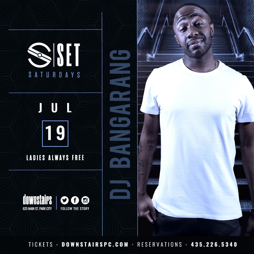 Downstairs Park City (@downstairspc) on Twitter photo Looking for that place to celebrate your special night, then come join us for a night to remember starting this Thursday with Re:Fine! Followed with:
Beat Sessions Friday w/ @itsldmusic
Set Saturdays w/ <a href="/bangarangthedj/">hurracane bang 🌚</a>
Call 435.226.5340 for table reservations and more info Looking for that place to celebrate your special night, then come join us for a night to remember starting this Thursday with Re:Fine! Followed with:
Beat Sessions Friday w/ @itsldmusic
Set Saturdays w/ <a href="/bangarangthedj/">hurracane bang 🌚</a>
Call 435.226.5340 for table reservations and more info