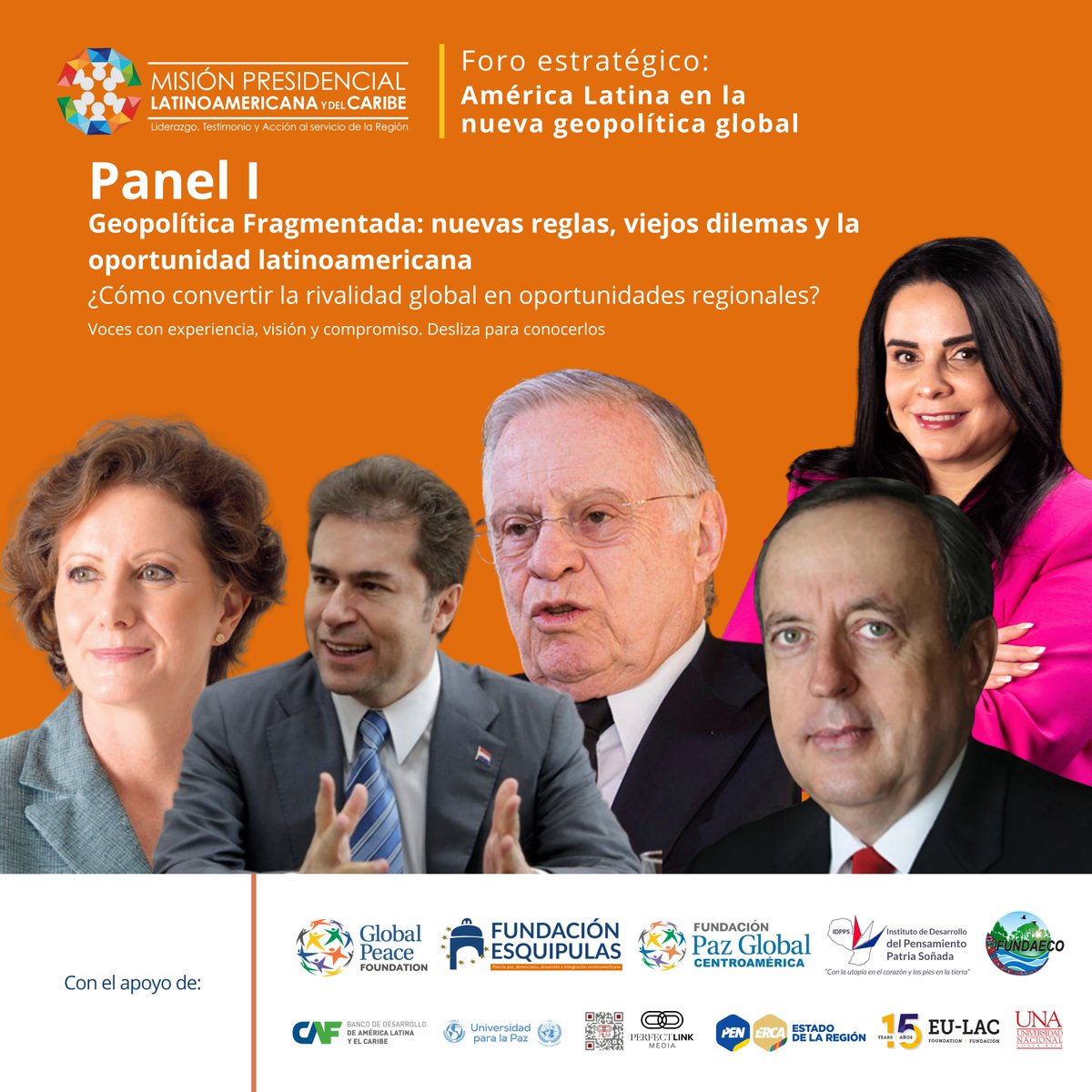 🧵 1/8 | Geopolítica fragmentada, pero también una oportunidad para América Latina.
Así inicia el Panel I del Foro Estratégico: América Latina en la nueva geopolítica global.
🌎 Líderes con trayectoria reflexionan sobre el nuevo orden mundial y el rol regional.
👇 Te contamos más