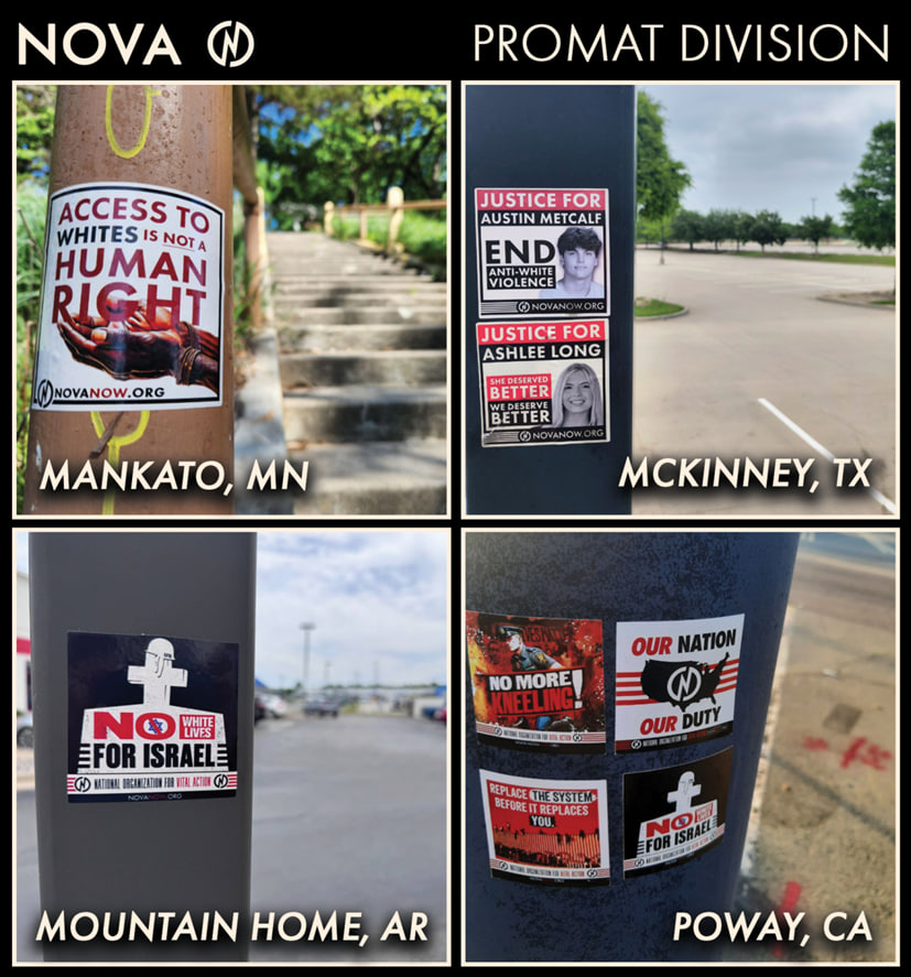 NOVANOWUSA's tweet image. NOVA activists placed pro-White materials in Mankato, MN, McKinney, TX, Mountain Home, AR, Poway, CA and many other places.
Get off the keyboard and into the real world of pro-White community building today (website in bio)