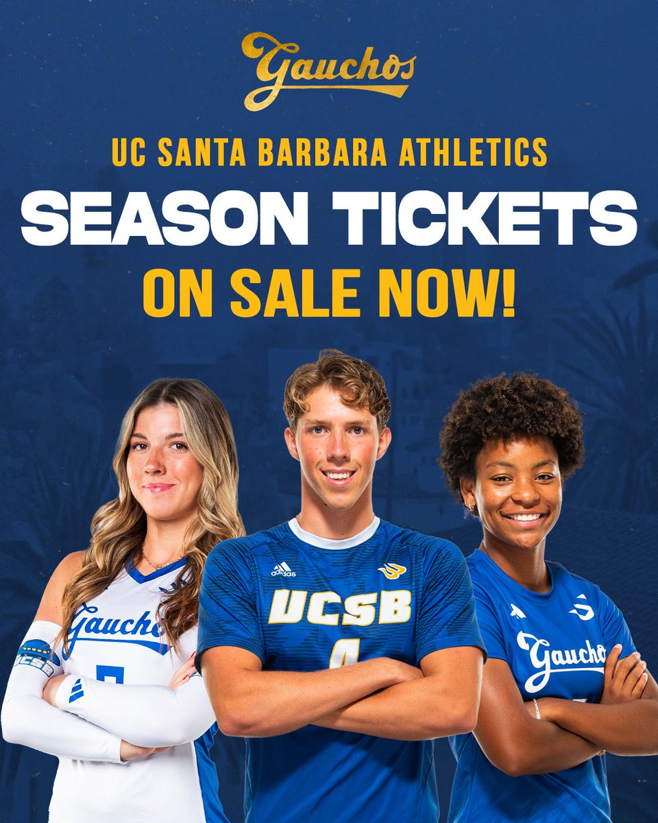 UC Santa Barbara Athletics (@ucsbathletics) on Twitter photo Fall season tickets are on sale NOW! It's your chance to join our Gaucho Community by securing your <a href="/UCSBMensSoccer/">UC Santa Barbara Men's Soccer</a> <a href="/UCSBWomenSoccer/">UC Santa Barbara Women's Soccer</a> & <a href="/UCSB_Volleyball/">UC Santa Barbara Women's Volleyball</a> seats for every regular season home match. Visit ucsbgauchos.com/tickets or call 805-893-UCSB (8272) to learn more!
#GoGauchos Fall season tickets are on sale NOW! It's your chance to join our Gaucho Community by securing your <a href="/UCSBMensSoccer/">UC Santa Barbara Men's Soccer</a> <a href="/UCSBWomenSoccer/">UC Santa Barbara Women's Soccer</a> & <a href="/UCSB_Volleyball/">UC Santa Barbara Women's Volleyball</a> seats for every regular season home match. Visit ucsbgauchos.com/tickets or call 805-893-UCSB (8272) to learn more!
#GoGauchos