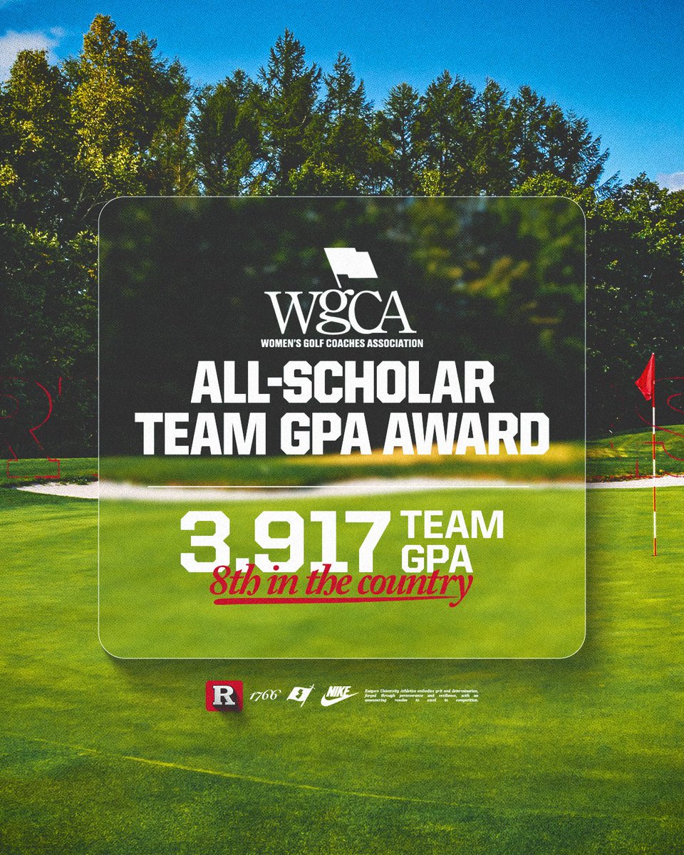 3.917 GPA ➡️ 8th best in all of D.1 women’s golf 📚

Thanks to the <a href="/WGCAGOLF/">Women's Golf Coaches</a> for the All-Scholar Team honor! 

scarletknights.com/news/2025/7/16…

#RSmart #GoRU