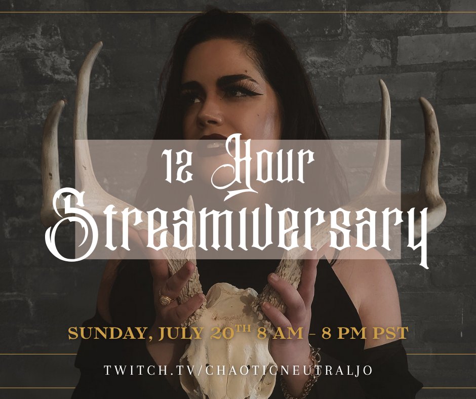 ChaoticNeutralJ's tweet photo. You're invited to 12 hours of community games, collabs, &amp; chaos 🦋 Sunday the 20th is my Streamiversary on Twitch! https://t.co/5LIUJ6MX9t
