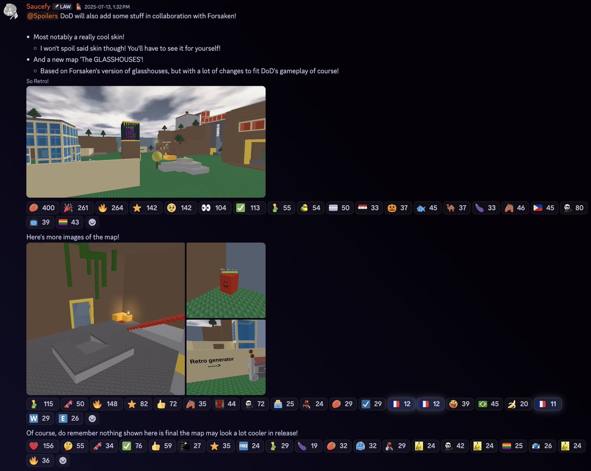 🚨News🚨

The Die of Death X Forsaken collaboration will also be adding some stuff in Die of Death!

- A new map 'The GLASSHOUSES', based on Forsaken's version of glasshouses.
- A secret skin, nothing is known about it yet.

#Forsaken #forsakenroblox #dieofdeath