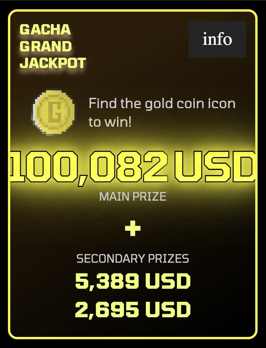 gacha_game_'s tweet image. $100,000 in the Grand Jackpot ✧
One scratch can change your life.