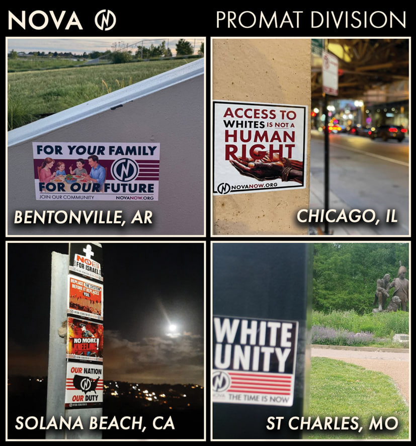 NOVANOWUSA's tweet image. Pro-White messaging was put out in the world by NOVA activists in Bentonville, AR, Chicago, IL, Solana Beach, CA, St. Charles, MO, and many, many other places across the nation.
Looking for a pro-White IRL community in your area? Look no further (website in bio)