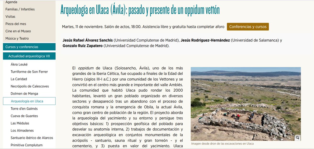 Proyecto_Ulaca's tweet image. El próximo 11 de noviembre estaremos en el @MANArqueologico hablando sobre "Arqueología en Ulaca (Ávila): pasado y presente de un oppidum vettón". Una excelente oportunidad para tratar, entre otras cosas, las novedades aportadas por la última campaña de excavaciones en el Torreón
