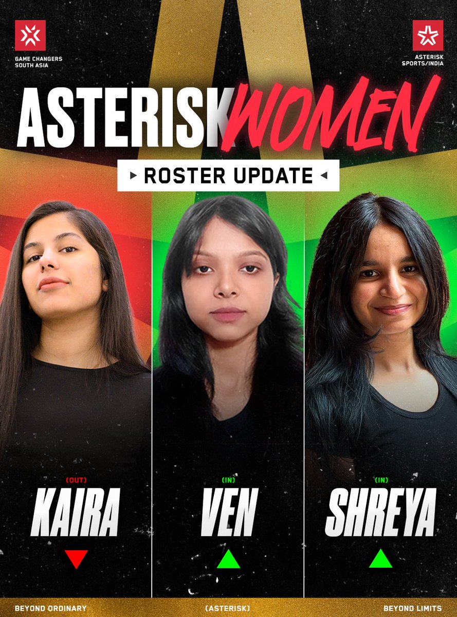 Split 2 Roster Update for Asterisk Women!  

Say hello to Ven &amp; Shreya! 

Thank you, Kaira!  Onwards and upwards!