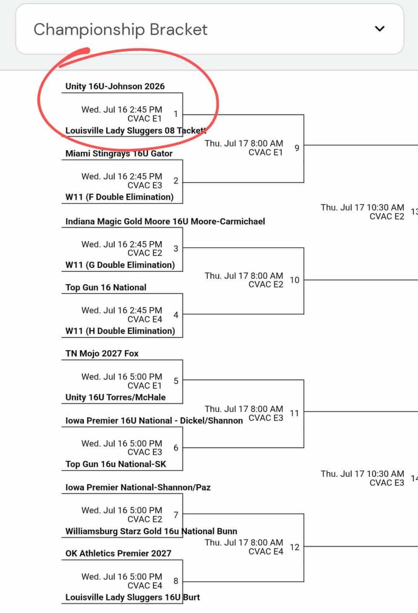 Louisville Lady Sluggers 08 Tackett (@llsluggers08) on Twitter photo Championship bracket of the <a href="/triplecrownspts/">Triple Crown Sports</a> Nationals! Let’s go win the thing ladies! Championship bracket of the <a href="/triplecrownspts/">Triple Crown Sports</a> Nationals! Let’s go win the thing ladies!