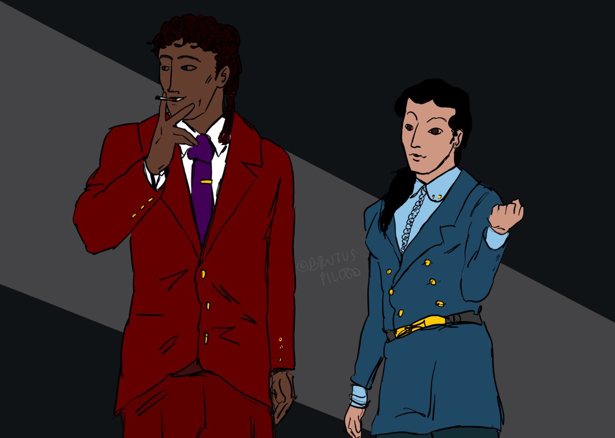 dogmotifpilled's tweet image. megalopolis pissed me off so bad i went and drew seianus and agrippina modern au better call saul poster