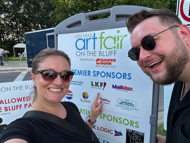 The 63rd Krasl Art Fair on the Bluff! Proud to see our designs in action and prouder of our designer, Clayton, who helped jury this year's lineup. SWMI is full of talent. Congrats to the 2025 artists! #kraslartfair #LKFlove #supportlocalart