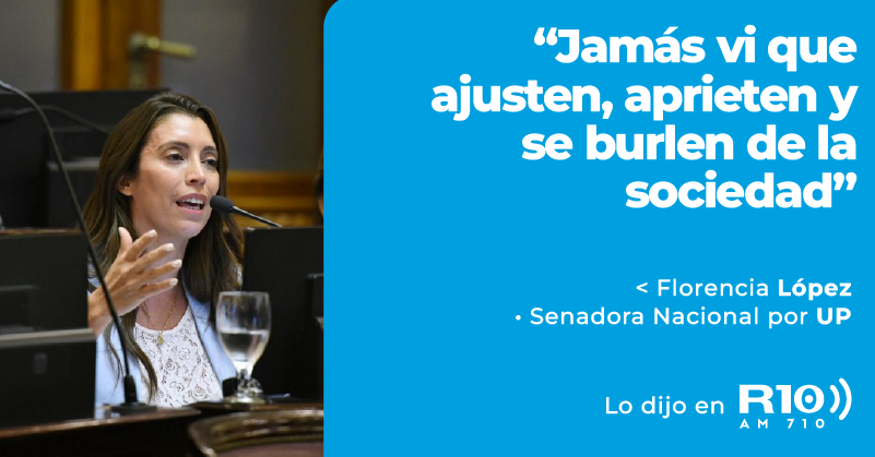📻 #AUDIO  | "Jamás vi que ajusten, aprieten y se burlen de la sociedad", sentenció Florencia López, Senadora Nacional por UP, en diálogo con <a href="/Gatosylvestre/">Gustavo Sylvestre</a>.

🎧 youtu.be/6UHUISMSN7s

#MañanaSylvestre