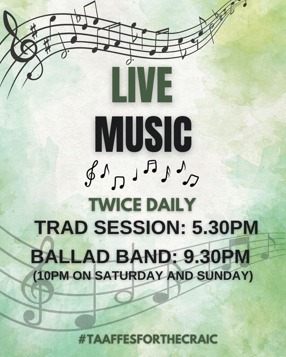 Live music twice a day, every day at Taaffes.

Trad session from 5.30pm with Galway’s finest musicians.

Ballad band from 9.30pm - and from 10 on Fridays and Saturdays.

#taaffesforthecraic