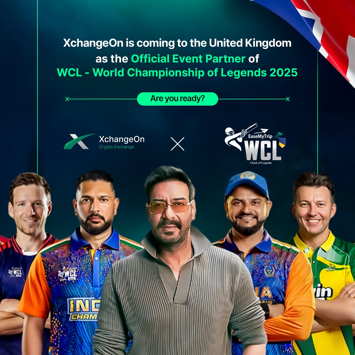 🌟 XchangeOn Takes the UK Stage! 🇬🇧
XchangeOn is coming to the United Kingdom as the Official Event Partner of
🌍 WCL – World Championship of Legends 2025! 🌟
Are you ready to witness history in the making? 💥🔥

#XchangeOn #WorldChampionshipofLegends #WCL #WCL2025