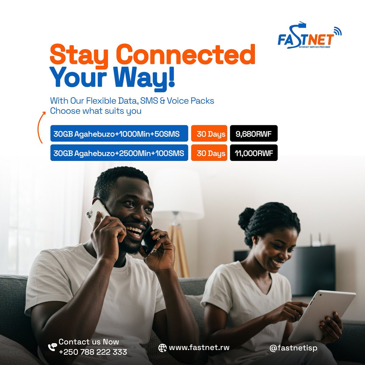 Check out these amazing data packages from FASTNET! 🤩 Perfect for staying connected with plenty of data, calls, and texts. Which package suits your needs the best?

#FASTNET #DataDeals #InternetPackages #StayConnected #MobileData #Communication #TechDeals #AwesomeDeal