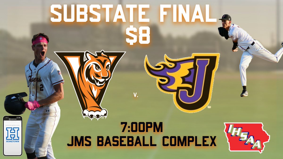 Valley High School Athletics and Activities (@vhstigers) on Twitter photo Substate Final Gameday for <a href="/WDMValleybball/">WDM Valley Baseball</a>
๐Johnston MS Baseball Complex
๐
July 16
๐ Johnston
๐ข 7pm
๐๏ธ$8 available at: events.hometownticketing.com/boxoffice/iahsโฆ
and the Hometown ticketing app
No Cash; No Passes or Card Readers
For quickest entry, please purchase before arrival.
#rolltigers Substate Final Gameday for <a href="/WDMValleybball/">WDM Valley Baseball</a>
๐Johnston MS Baseball Complex
๐
July 16
๐ Johnston
๐ข 7pm
๐๏ธ$8 available at: events.hometownticketing.com/boxoffice/iahsโฆ
and the Hometown ticketing app
No Cash; No Passes or Card Readers
For quickest entry, please purchase before arrival.
#rolltigers
