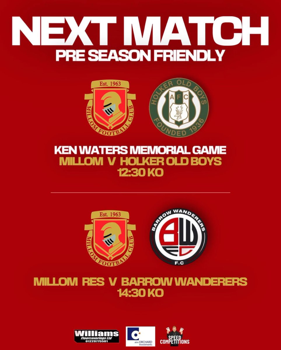 𝙉𝙀𝙓𝙏 𝙈𝘼𝙏𝘾𝙃

A double header down Hanna Field this Saturday with the first team and reverses both in action. 

Join us in the club after the game as we celebrate Edmo’s birthday with plenty of drinks and music from live DJ’s 🎉 

#MillomAFC🔴⚫️
