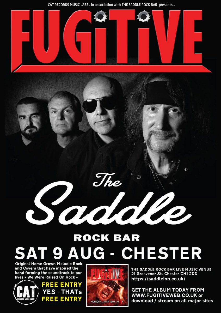 Our next live date in the diary is just 4 weeks away on Sat 9th August at The Saddle - Live Music Venue, Bar, Restaurant &amp; Hotel #chester. The next in our FREE ENTRY shows too. The 35th Anniversary party continues!! - ALL WELCOME X