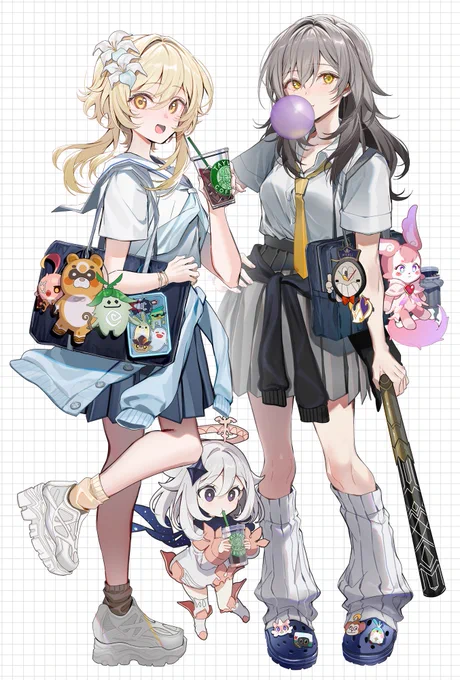 主人公ズ×マスコット×JK #GenshinImpact #HonkaiStarRail #Lumine #Stelle