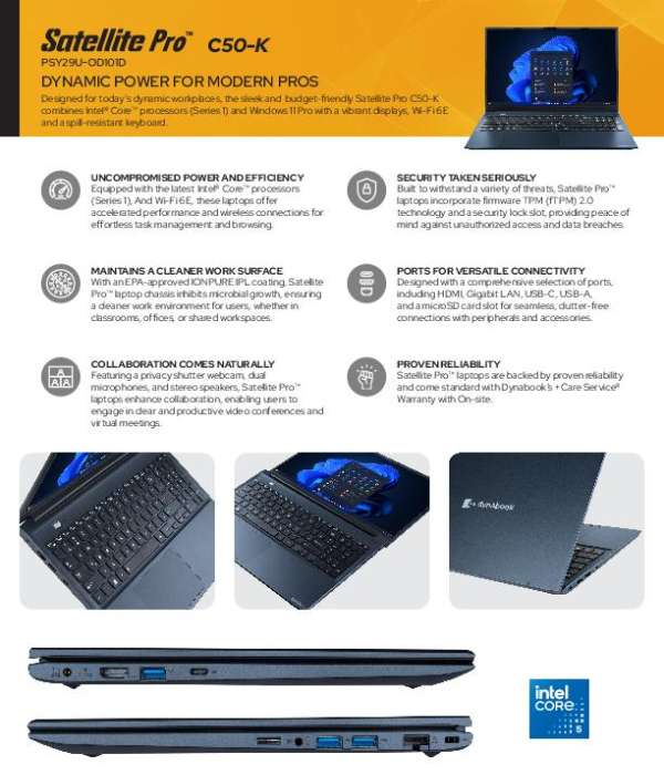 TeamLogicITNB's tweet image. Sleek, powerful, and built for you. 💻✨ Download the brochure to see how the Satellite Pro C50-K balances performance, portability, and affordability. @dynabookusa #SmallBusinessTech #UnstoppablePower stuf.in/bgqff9
