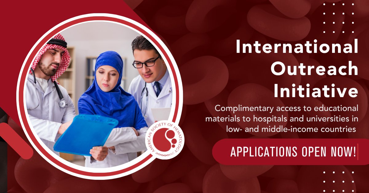ASH_hematology's tweet image. ASH’s International Outreach Initiative (IOI) helps strengthen hematology care, research, and training in low- and middle-income countries by distributing free, high-quality educational resources. Apply now to get access: ow.ly/U3kW50WqzrE
#Hematology