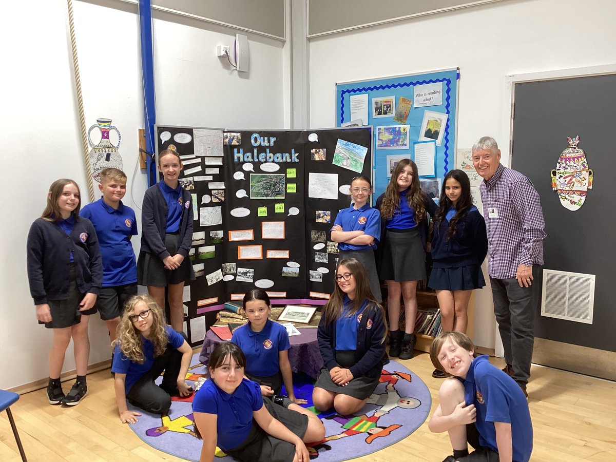 Bill from Widnes Historical Society came in to school today to listen to the Y6s present their project about the local area #HBOak #HBHistory