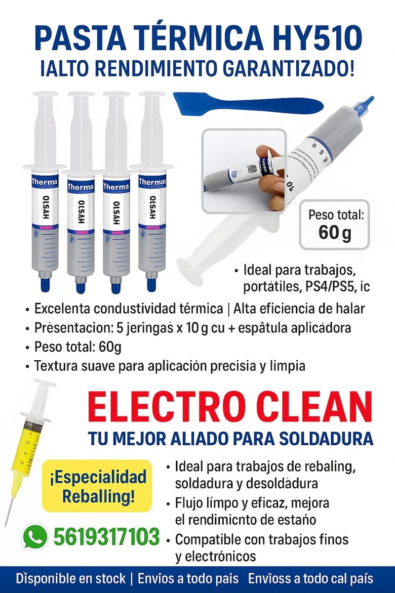 ElectrocleanC's tweet image. #Flux #Electrónica #Reballing #TécnicosEnElectrónica #SoldaduraElectrónica #ReparaciónCelulares #MicroSoldadura #ElectroClean #ElectrónicaMéxico #HerramientasElectrónica