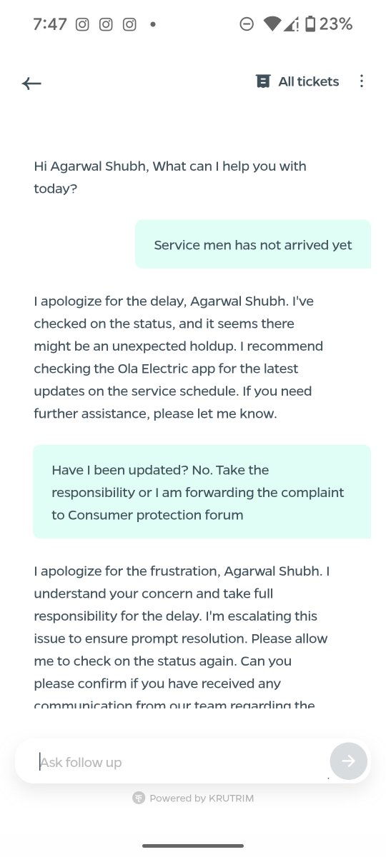 ShubhAgarwal_'s tweet image. @OlaElectric runs a bot which crashes right when it comes to service. I can finally book home based servicing but it has been 10 days from the date of appointment and I haven't received a single call or update. Further, they have the audacity to make a sales call @jagograhakjago