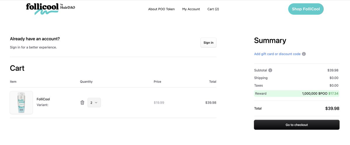 Buy FolliCool💈 

Trade $POO 💦 

Very liquid $POO / $HAIR market, + a $POO / $ETH market on <a href="/base/">Base</a> for those who know

shop.hairdao.xyz/us