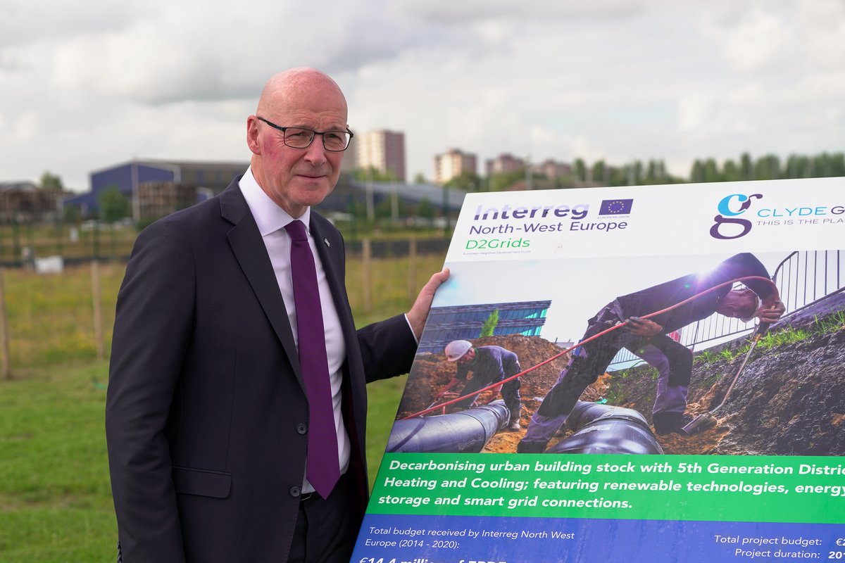 ScotGovFM's tweet image. First Minister @JohnSwinney visited Scotland’s first renewable district heating system, which will provide sustainable, affordable energy in Glasgow’s east end.
This regeneration project is delivered by @clydegateway and supported by @ScotGov funding.
gov.scot/news/regenerat…