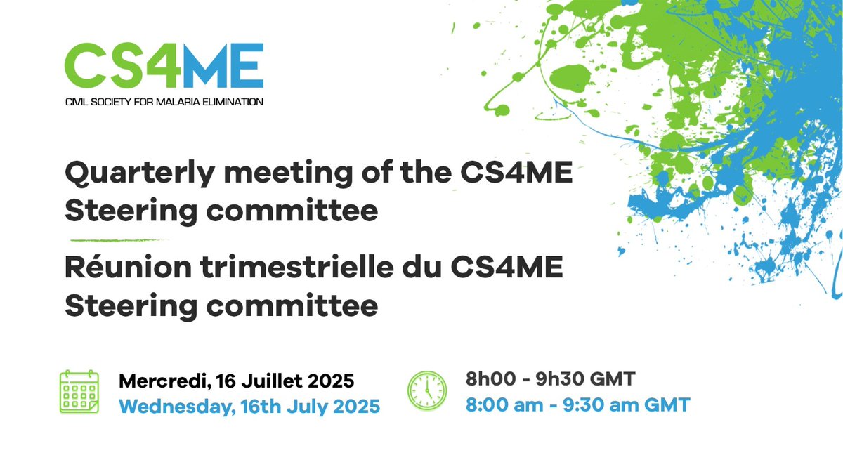 Civil Society For Malaria Elimination (CS4ME) (@cs4meglobal) on Twitter photo 🗓️ Today, the CS4ME Steering Committee held its 2nd quarterly meeting of the year.
They discussed how to ensure strong malaria civil society organizations participation in <a href="/GlobalFund/">The Global Fund</a> Fund GC7 national processes while preparing for GC8.
#EndMalaria 🗓️ Today, the CS4ME Steering Committee held its 2nd quarterly meeting of the year.
They discussed how to ensure strong malaria civil society organizations participation in <a href="/GlobalFund/">The Global Fund</a> Fund GC7 national processes while preparing for GC8.
#EndMalaria