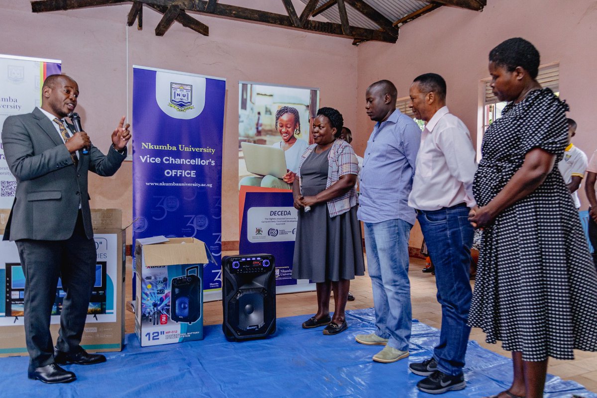 NkumbaUni's tweet image. Earlier today, the @ICT4Primary project implementation team delivered digital pedagogy equipment to Nkumba Primary School.
"eLearning is the way to go, we want no child left behind." ~ Prof. @judlub the #DECEDA Project Lead & VC @NkumbaUni
#ICT4Primary