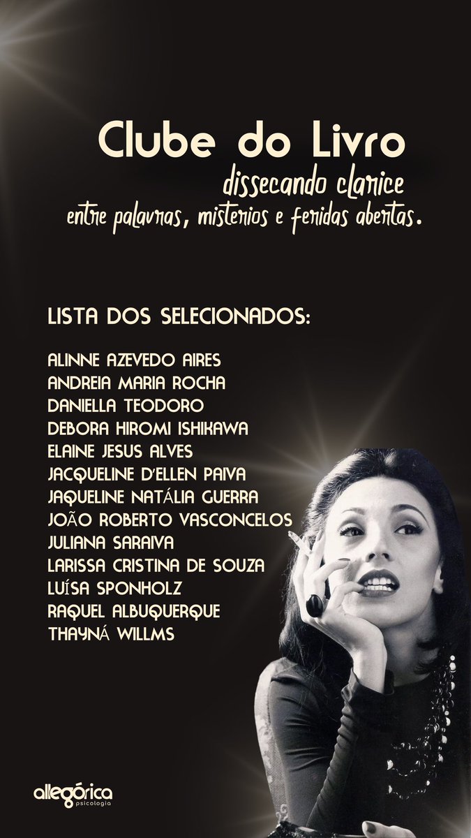 allegoricapsi's tweet photo. Esses são os nomes que abrem a roda da 2ª edição do Clube do Livro para o próximo semestre ❤️‍🔥

Aprovadas, convidadas, bem-vindas. 

Que seja um espaço de troca bonita e encontros que se prolonguem! https://t.co/1ELjkvnXIX