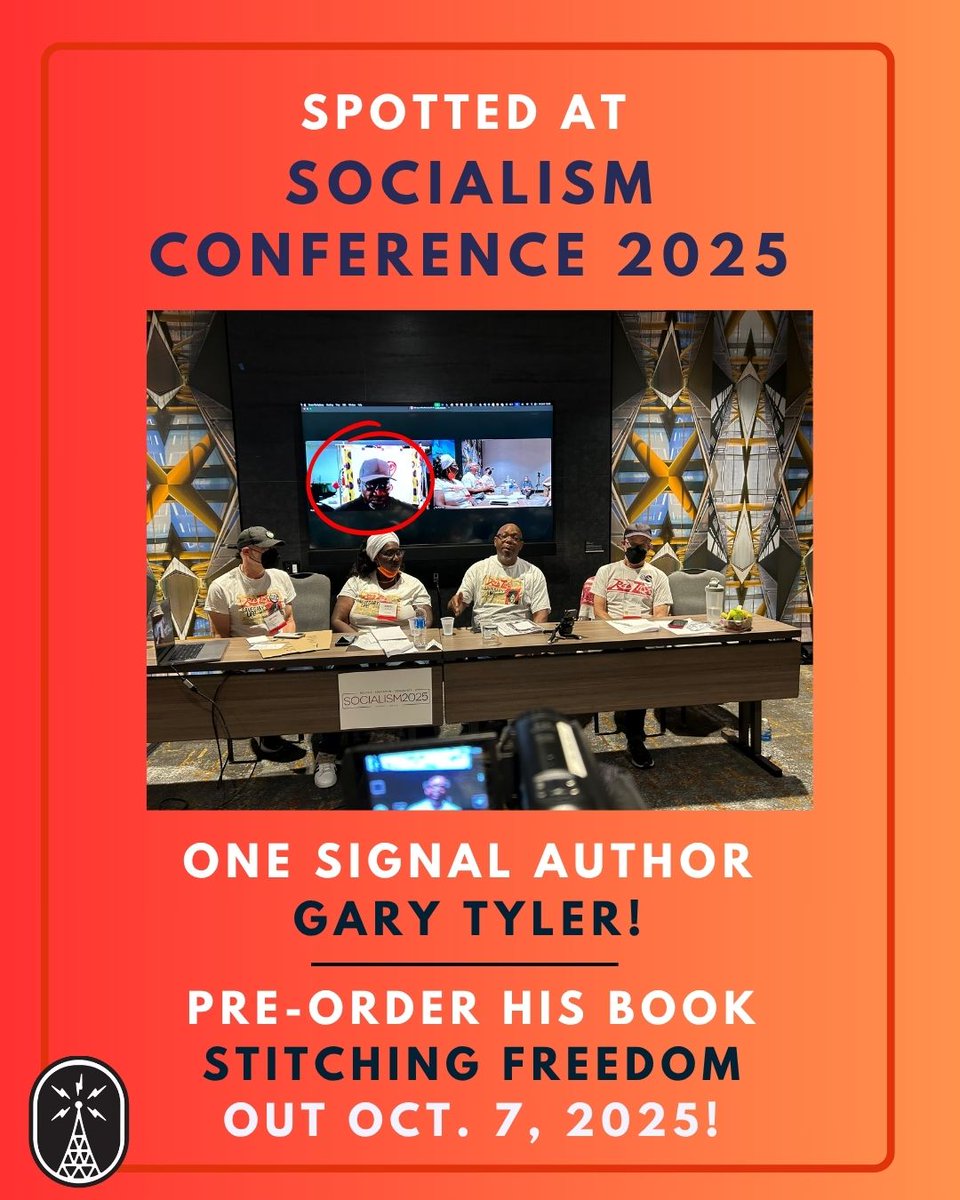 OneSignalPub's tweet image. Gary Tyler, author of the forthcoming memoir STITCHING FREEDOM, spoke earlier this month at the 2025 Socialism Conference! Swipe to see a photo of his supporters, and pre-order his book today (out 10/7!) ✊